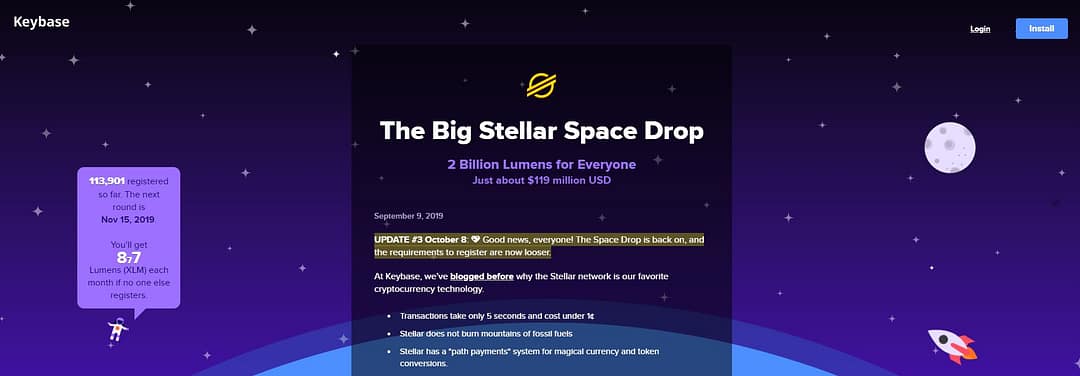 Stellar XML darmowe krypto co miesiąc od Keybase